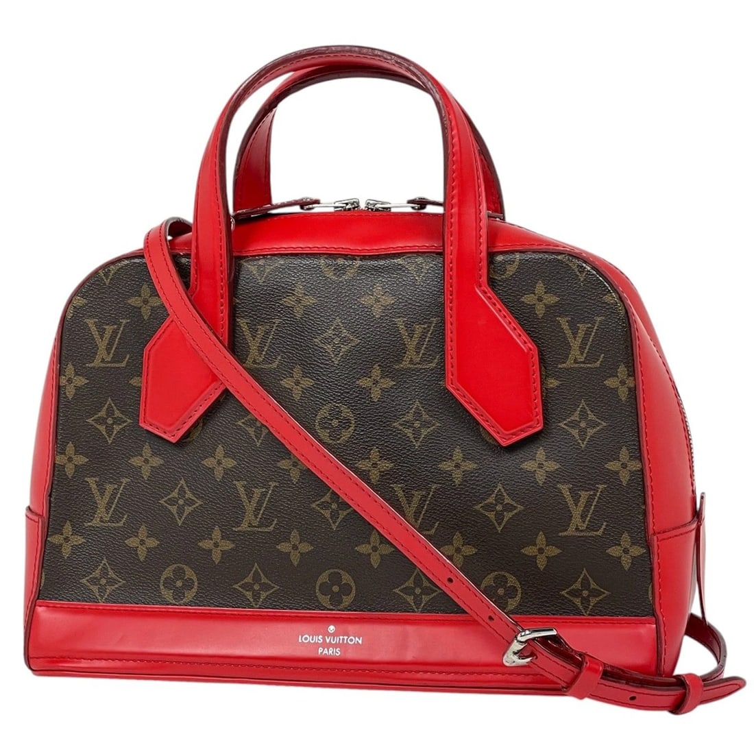 LOUIS VUITTON DORA PM HAND BAG: Louis Vuitton Dora PM Hand Bag Brand: Louis Vuitton Type/Style: Hand Bag Material: Monogram Color: Brown Poppy (Red) Size: Width 31cm(12.2inch) Height 21cm(8.3inch) Depth 14cm(5.5inch) Accessories