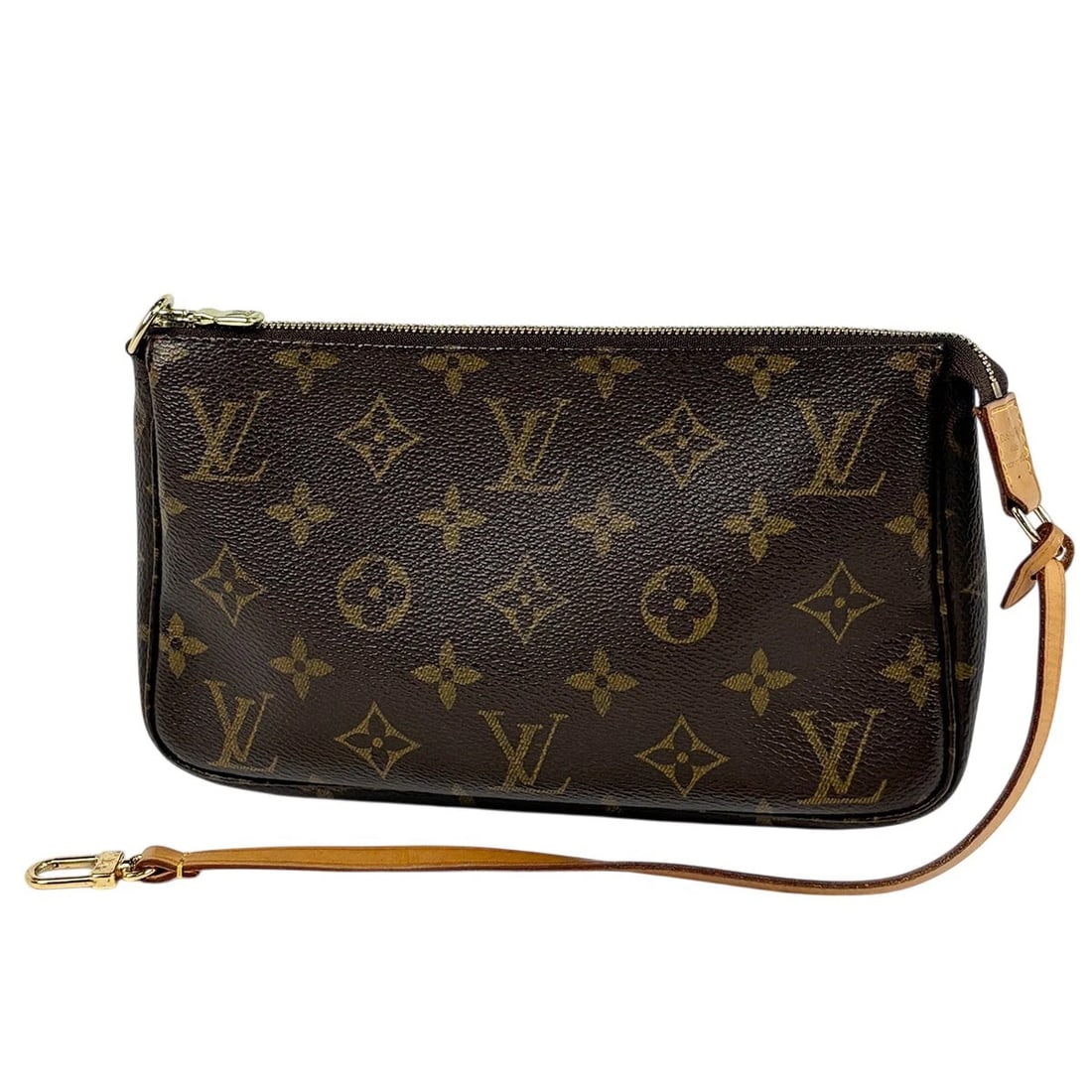 LOUIS VUITTON POCHETTE ACCESSOIRES MAKEUP COSMETICS: Louis Vuitton Pochette Accessoires Makeup Cosmetics Brand: Louis Vuitton Type/Style: Accessory pouch Material: Monogram Color: Brown Size: Width 21cm(8.3inch) Height 12cm(4.7inch) Depth 4cm(1.6inch)