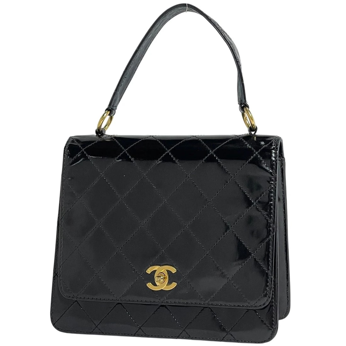CHANEL HAND BAG MATRASSE HAND BAG: CHANEL Hand Bag Matrasse Hand Bag Brand: CHANEL Type/Style: Hand Bag Material: Patent leather Color: Black Size: Width 22cm(8.7inch) Height 19cm(7.5inch) Depth 9cm(3.5inch) Accessories: None <