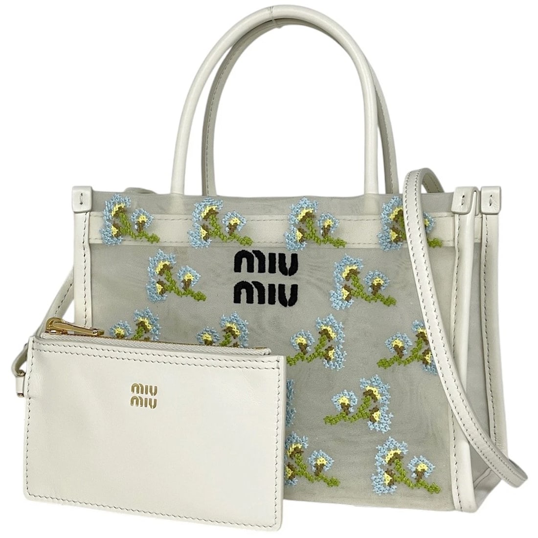 MEW MEW EMBROIDERED MESH TOP HANDLE BAG (1 of 2)