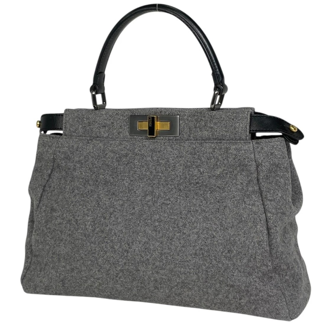 FENDI PEEK-A-BOO HAND BAG: Fendi Peek-A-Boo Hand Bag Brand: FENDI Type/Style: Hand Bag Material: fabric ?leather Color: Gray Size: Width 34cm(13.4inch) Height 24cm(9.4inch) Depth 11cm(4.3inch) Accessories: None Acce