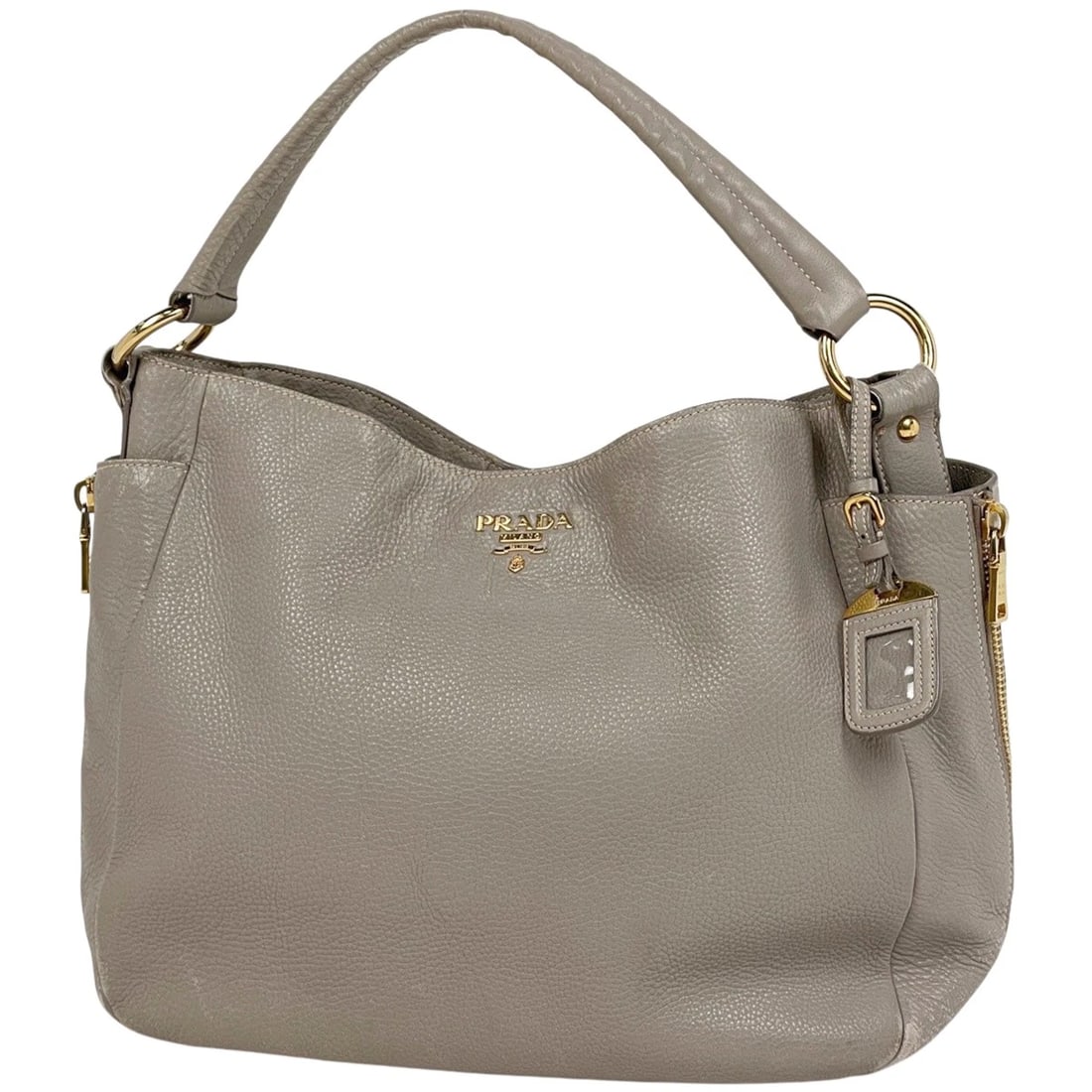 PRADA LOGO SHOULDER BAG SHOULDER BAG: PRADA Logo Shoulder Bag Shoulder Bag Brand: PRADA Type/Style: Shoulder Bag Material: leather Color: Gray Size: Width 34cm(13.4inch) Height 29cm(11.4inch) Depth 14cm(5.5inch) Accessories: None