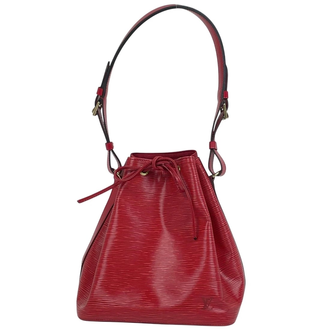 LOUIS VUITTON PETIT NOE SHOULDER ONE SHOULDER KINCHAKU TYPE SHOULDER BAG: Louis Vuitton Petit Noe Shoulder one shoulder Kinchaku type Shoulder Bag Brand: Louis Vuitton Type/Style: Shoulder Bag Material: Epi Color: Castilian red Size: Width 25cm(9.8inch) Height 27cm(10.6inch