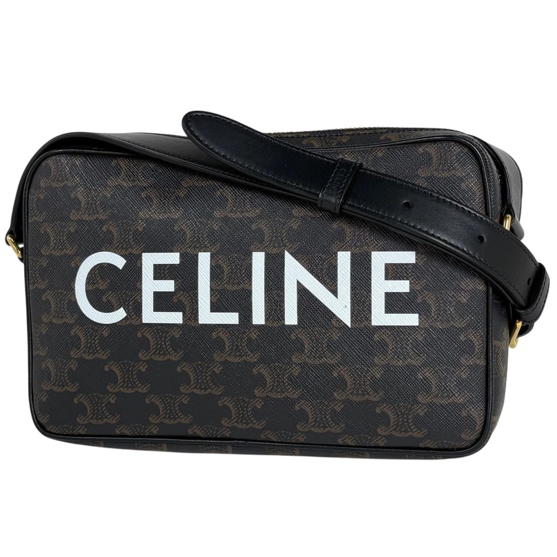 CELINE TRIOMPHE MEDIUM MESSENGER BAG SHOULDER BAG: Celine Triomphe Medium Messenger Bag Shoulder Bag Brand: CELINE Type/Style: Shoulder Bag Material: Coated canvas ?leather Color: Black Size: Width 22.5cm(8.9inch) Height 14cm(5.5inch) Depth 4cm(1.6inc
