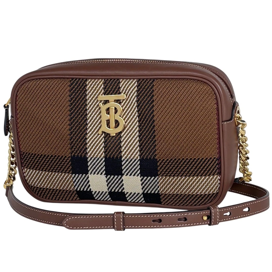 BURBERRY LAURA CHAIN SHOULDER BAG: Burberry Laura Chain Shoulder Bag Brand: BURBERRY Type/Style: Shoulder Bag Material: fabric ?leather Color: Brown Size: Width 25cm(9.8inch) Height 15cm(5.9inch) Depth 5cm(2inch Accessories: None <