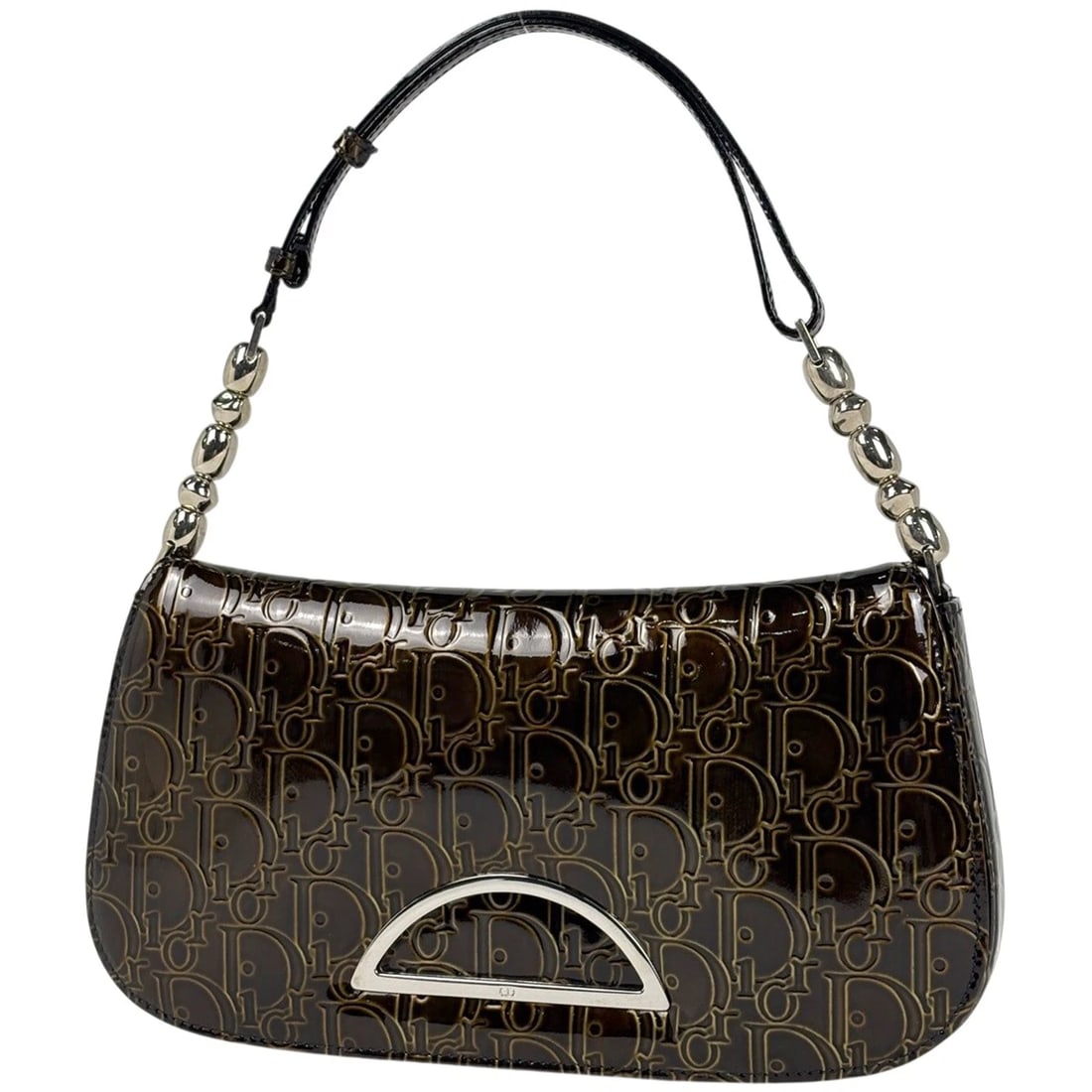 CHRISTIAN DIOR MARIS PEARL SHOULDER BAG SHOULDER BAG: Christian Dior Maris Pearl Shoulder Bag Shoulder Bag Brand: Christian Dior Type/Style: Shoulder Bag Material: Patent leather Color: Brown Size: Width 26cm(10.2inch) Height 14cm(5.5inch) Depth