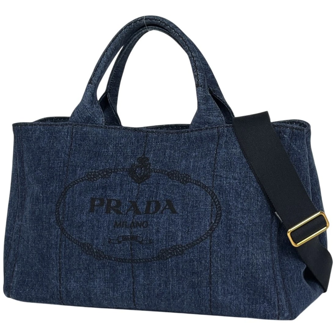 PRADA CANAPA TOTE 2WAY TOTE BAG: PRADA Canapa tote 2WAY Tote Bag Brand: PRADA Type/Style: Tote Bag Material: denim Color: Blue Size: Width 34.5cm(13.6inch) Height 22.5cm(8.9inch) Depth 22cm(8.7inch) Accessories: None Accessories