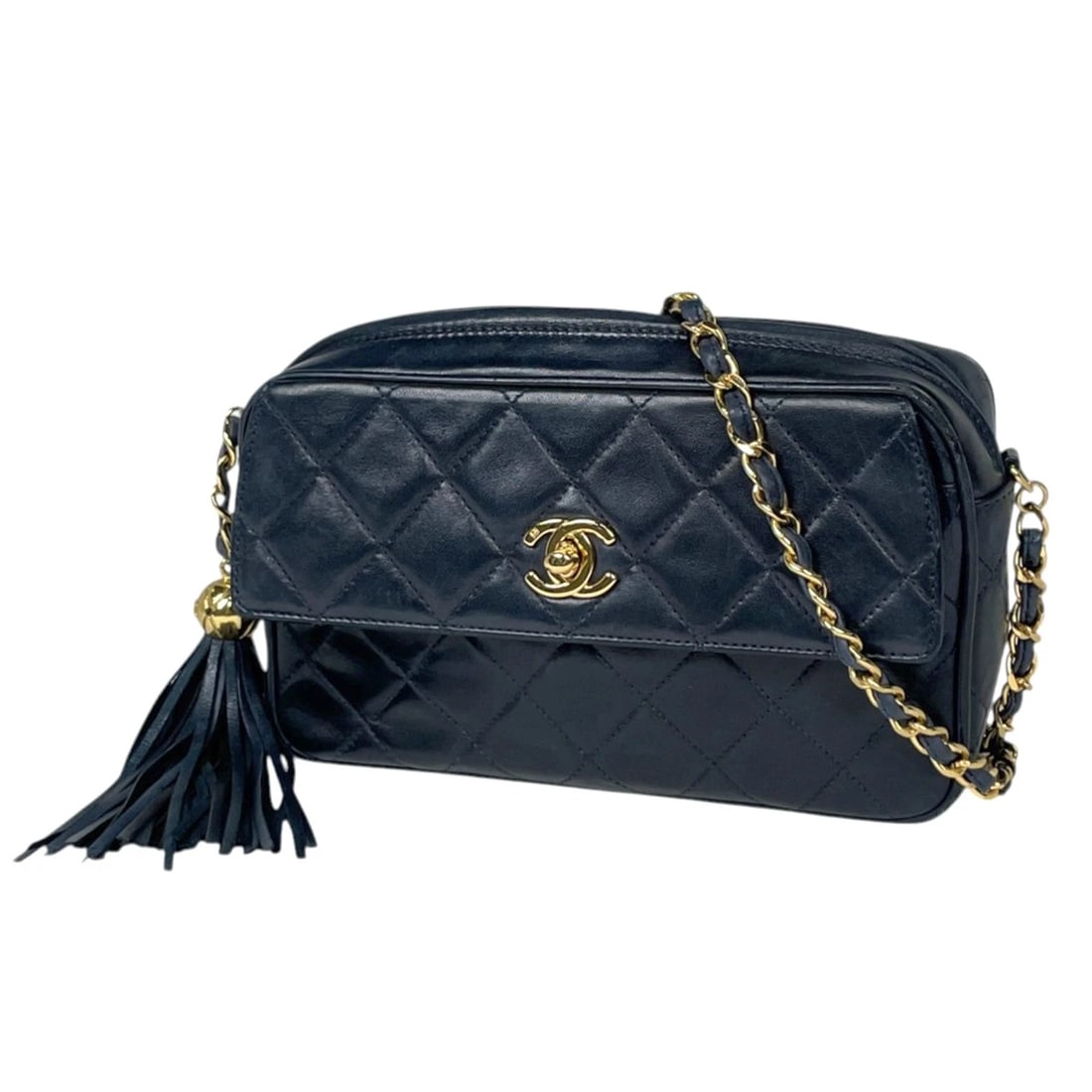 CHANEL SHOULDER BAG FRINGE LEATHER: Chanel Shoulder Bag fringe leather Brand: CHANEL Type/Style: Shoulder Bag Material: Navy blue Color: leather Size: Width 20cm(7.9inch) Height 12cm(4.7inch) Depth 6cm(2.4inch) Accessories: None
