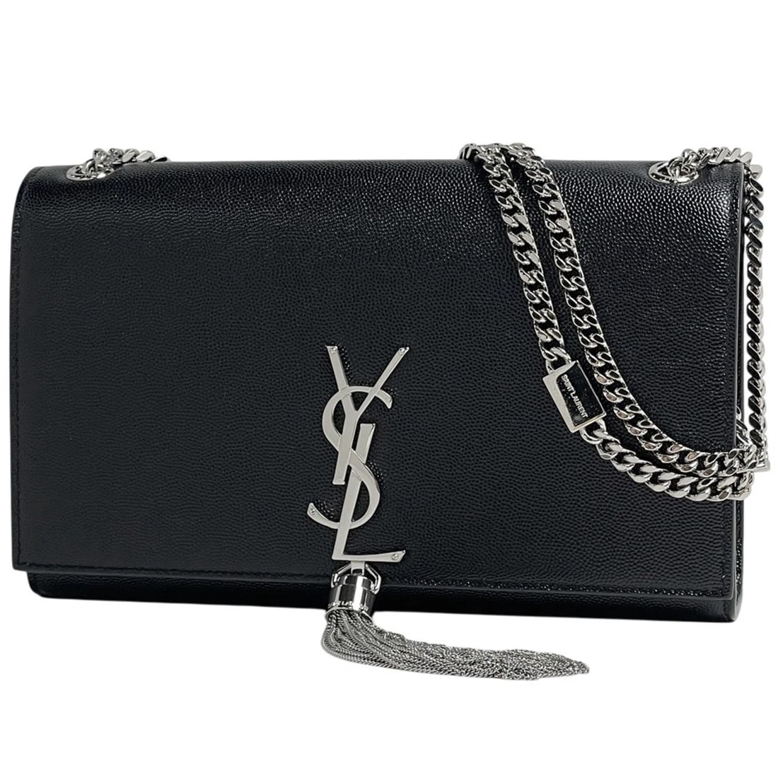 SAINT LAURENT KATE MONOGRAM CHAIN SHOULDER BAG: Saint Laurent Kate Monogram Chain Shoulder Bag Brand: SAINT LAURENT Type/Style: Shoulder Bag Material: leather Color: Black Size: Width 24cm(9.4inch) Height 15cm(5.9inch) Depth 5.5cm(2.2inch) Acce
