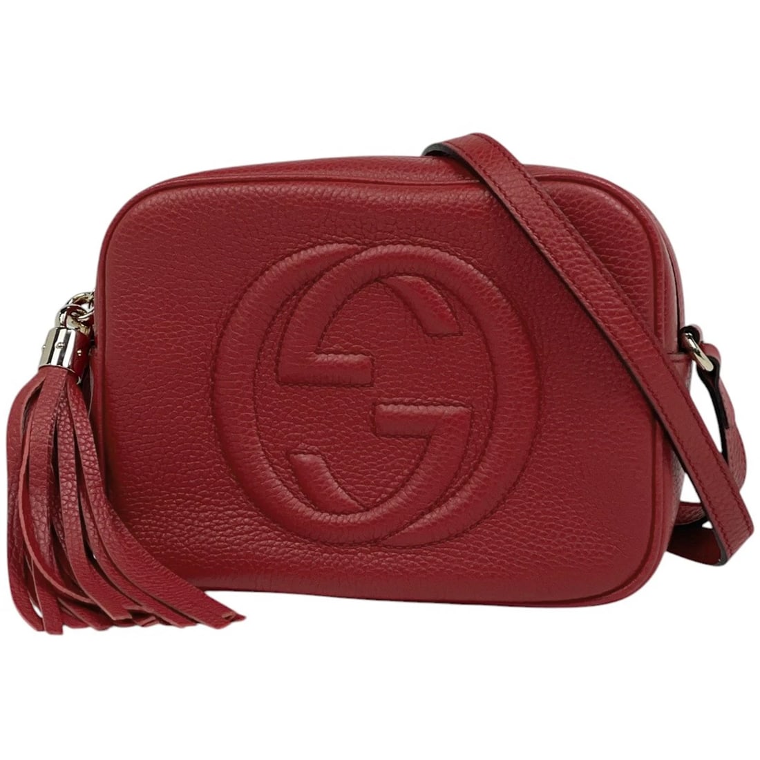 GUCCI SOHO SHOULDER BAG TASSEL FRINGE INTERLOCKING G SHOULDER BAG: GUCCI Soho Shoulder Bag Tassel fringe interlocking G Shoulder Bag Brand: GUCCI Type/Style: Shoulder Bag Material: leather Color: Red Size: Width 20cm(7.9inch) Height 15cm(5.9inch) Depth 7cm(2.8inch)