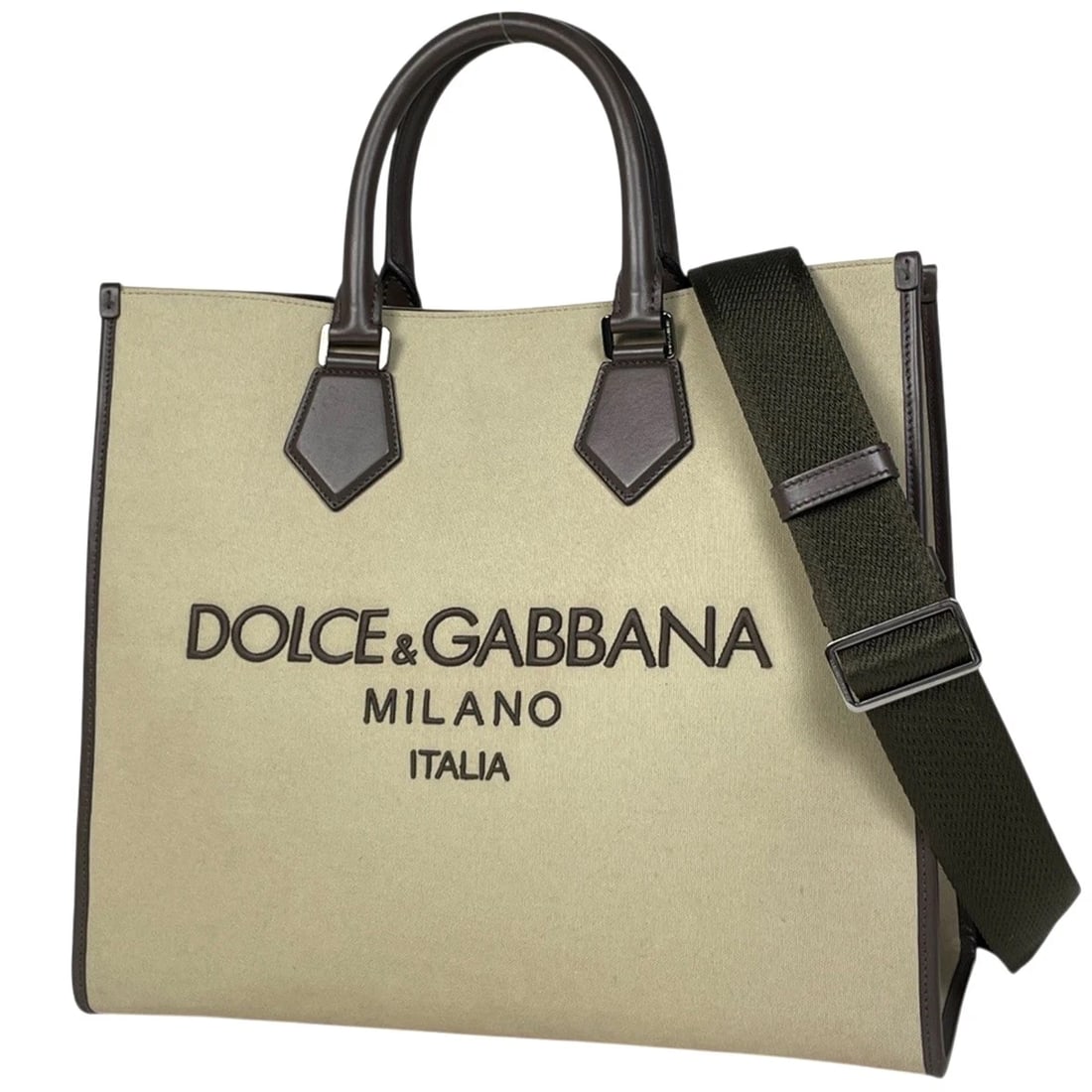 DOLCE&GABBANA EDGE SHOPPING BAG: DOLCE&GABBANA Edge Shopping Bag Brand: DOLCE&GABBANA Type/Style: Tote Bag Material: canvas ?leather Color: Beige Brown Size: Width 41cm(16.1inch) Height 35cm(13.8inch) Depth 17.5cm(6.9inch) Access