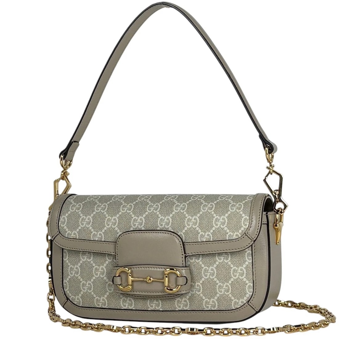 GUCCI HAND BAG HORSEBIT 2WAY GG SUPREME BEIGE: Gucci Hand Bag Horsebit 2WAY GG Supreme Beige Brand: GUCCI Type/Style: Hand Bag Material: GG Supreme ?leather Color: Beige Size: Width 23cm(9.1inch) Height 12.5cm(4.9inch) Depth 5cm(2inch) Accesso