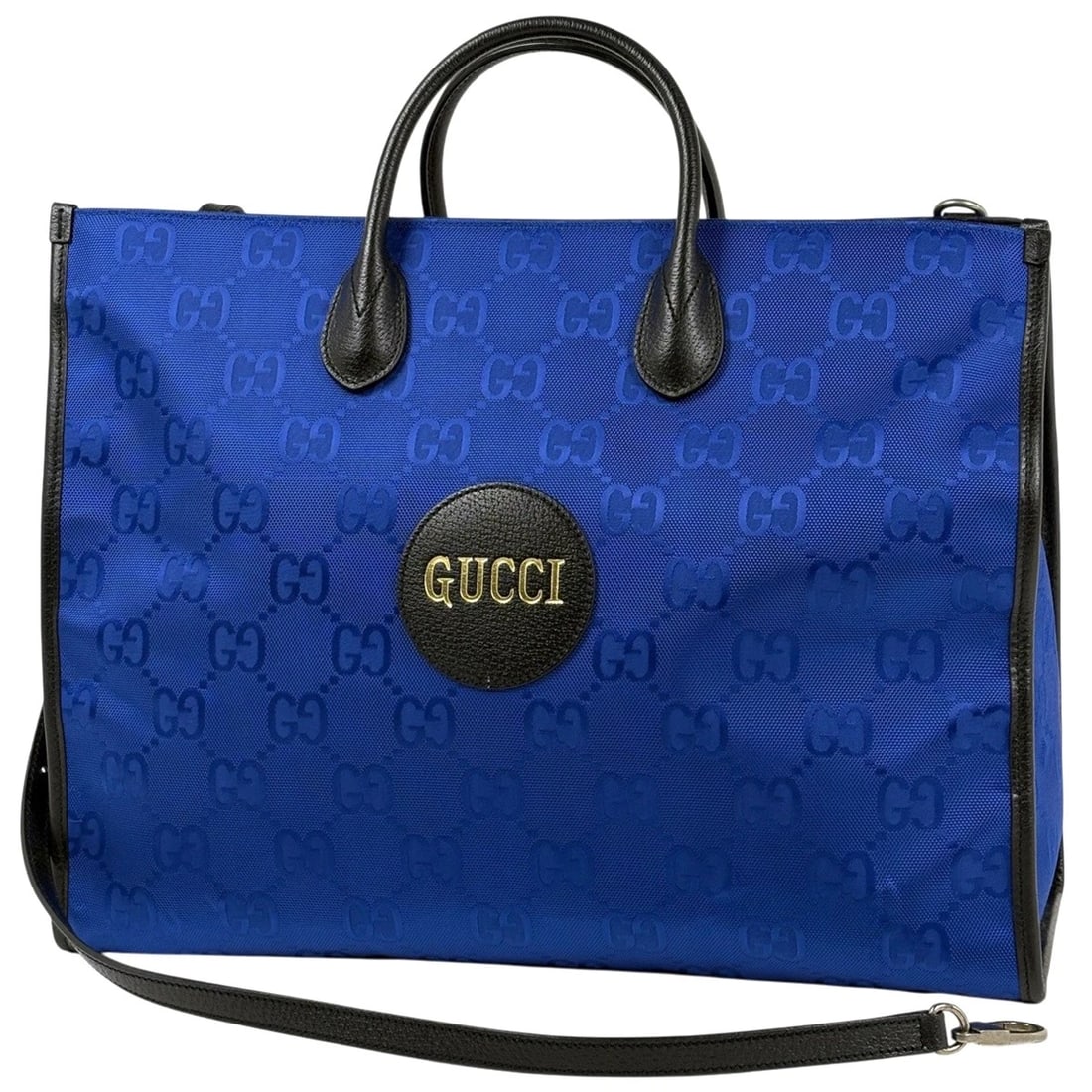 GUCCI OFF THE GRID TOTE BAG 2WAY TOTE BAG: GUCCI Off the Grid Tote Bag 2WAY Tote Bag Brand: GUCCI Type/Style: Tote Bag Material: Nylon ?leather Color: Blue Black Size: Width 43cm(16.9inch) Height 33cm(13inch) Depth 18cm(7.1inch) Accessories:
