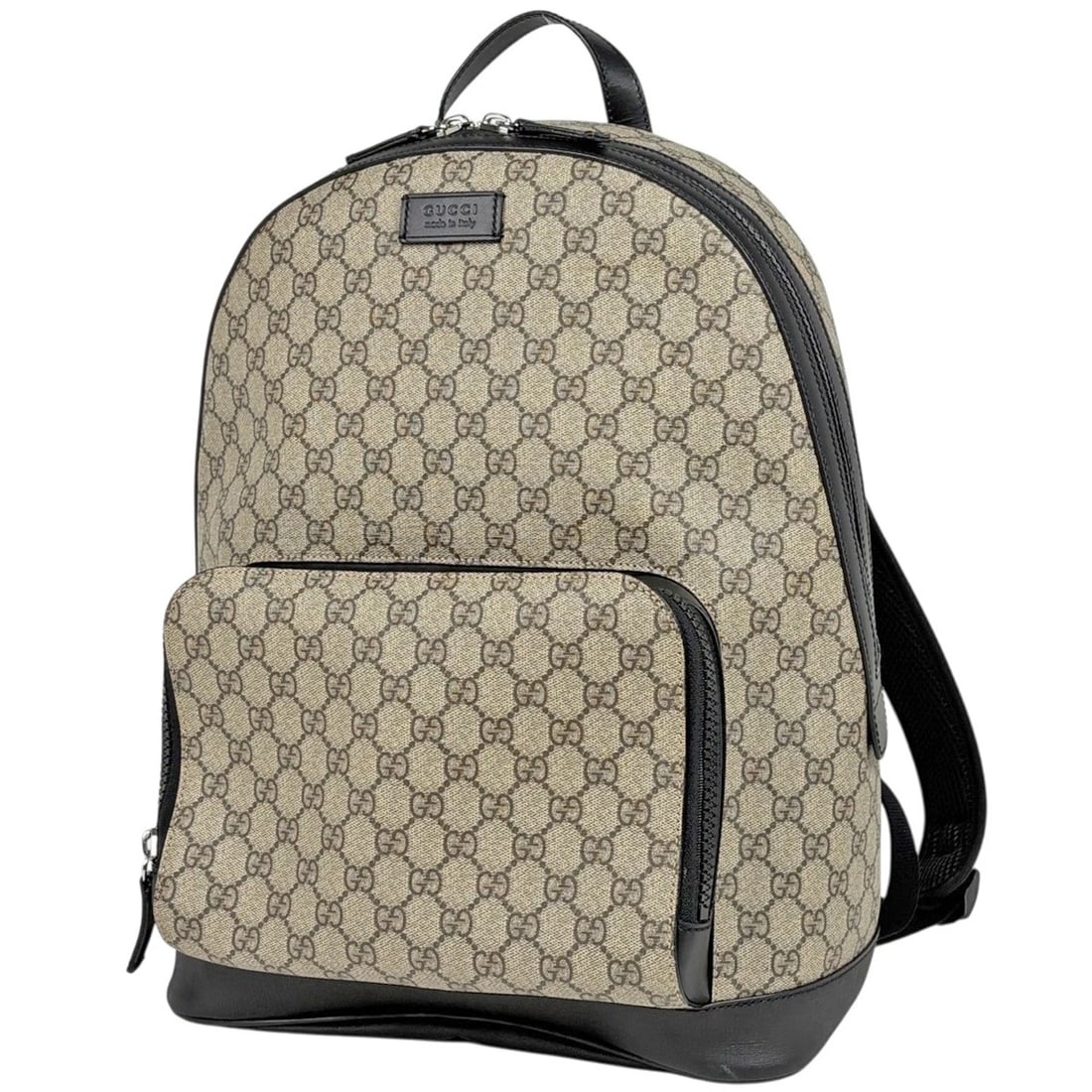 GUCCI GG PATTERN BACKPACK: GUCCI GG pattern Backpack Brand: GUCCI Type/Style: Backpack Material: Coated canvas Color: Beige Black Size: Width 32cm(12.6inch) Height 40cm(Median:15.7inch) Depth 13cm(5.1inch) Accessories: None