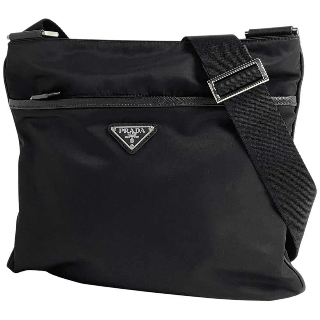 PRADA WITH LOGO SHOULDER BAG: PRADA with logo Shoulder Bag Brand: PRADA Type/Style: Shoulder Bag Material: Nylon Color: Nero (Black) Size: Width 30cm(11.8inch) Height 26cm(10.2inch) Depth 3cm(1.2inch) Accessories: None