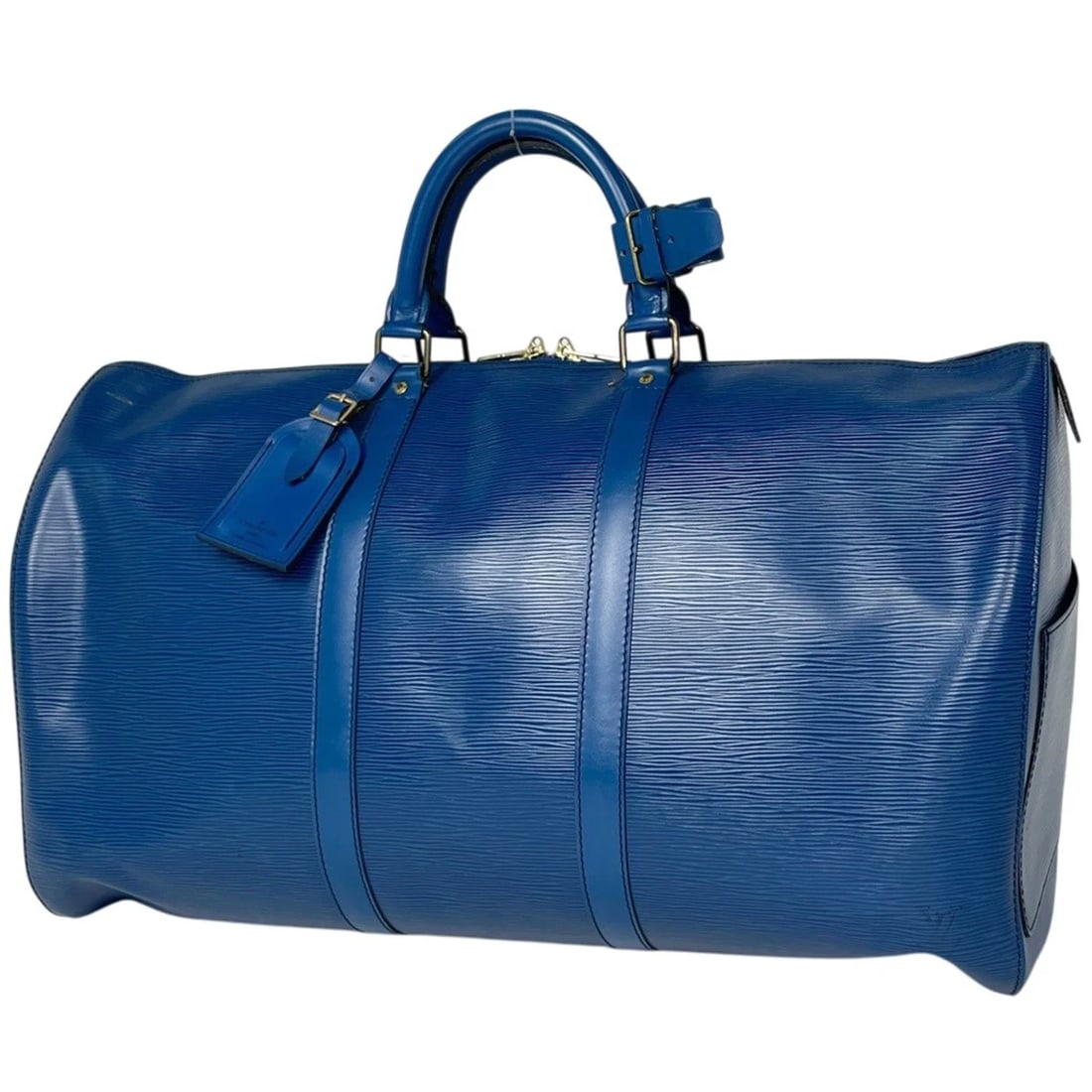 LOUIS VUITTON KEEPALL50 HAND BAG: Louis Vuitton keepall50 Hand Bag Brand: Louis Vuitton Type/Style: Hand Bag Material: Epi Color: Toledo Blue Size: Width 52cm(20.5inch) Height 29cm(11.4inch) Depth 22cm(8.7inch) Accessories: None