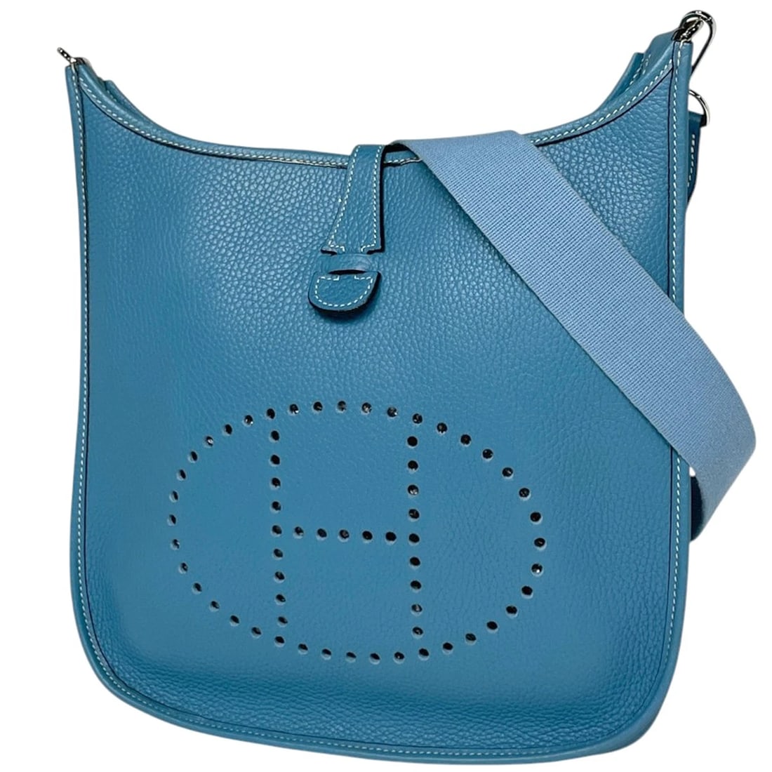 HERMES EVELYN 2 SHOULDER BAG: Hermes Evelyn 2 Shoulder Bag Brand: HERMES Type/Style: Shoulder Bag Material: Taurillon Clemence Color: Blue gene Size: Width 29cm(11.4inch) Height 28cm(Median:11inch) Depth 7.5cm(3inch) Accessories: