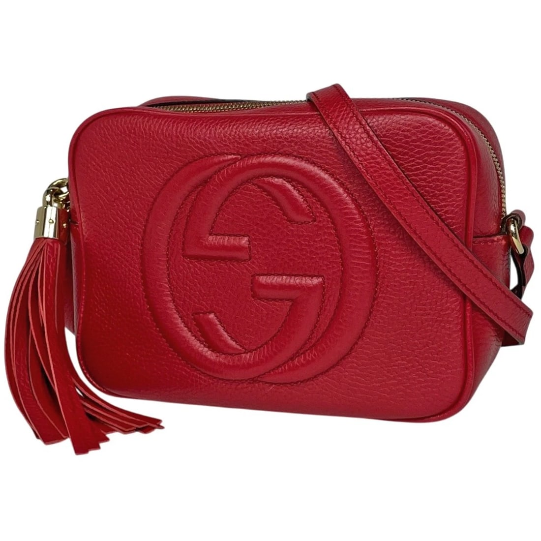 GUCCI SOHO SHOULDER BAG TASSEL INTERLOCKING G SHOULDER BAG: GUCCI Soho Shoulder Bag Tassel Interlocking G Shoulder Bag Brand: GUCCI Type/Style: Shoulder Bag Material: leather Color: Red Size: Width 20cm(7.9inch) Height 14.5cm(5.7inch) Depth 7cm(2.8inch) Ac
