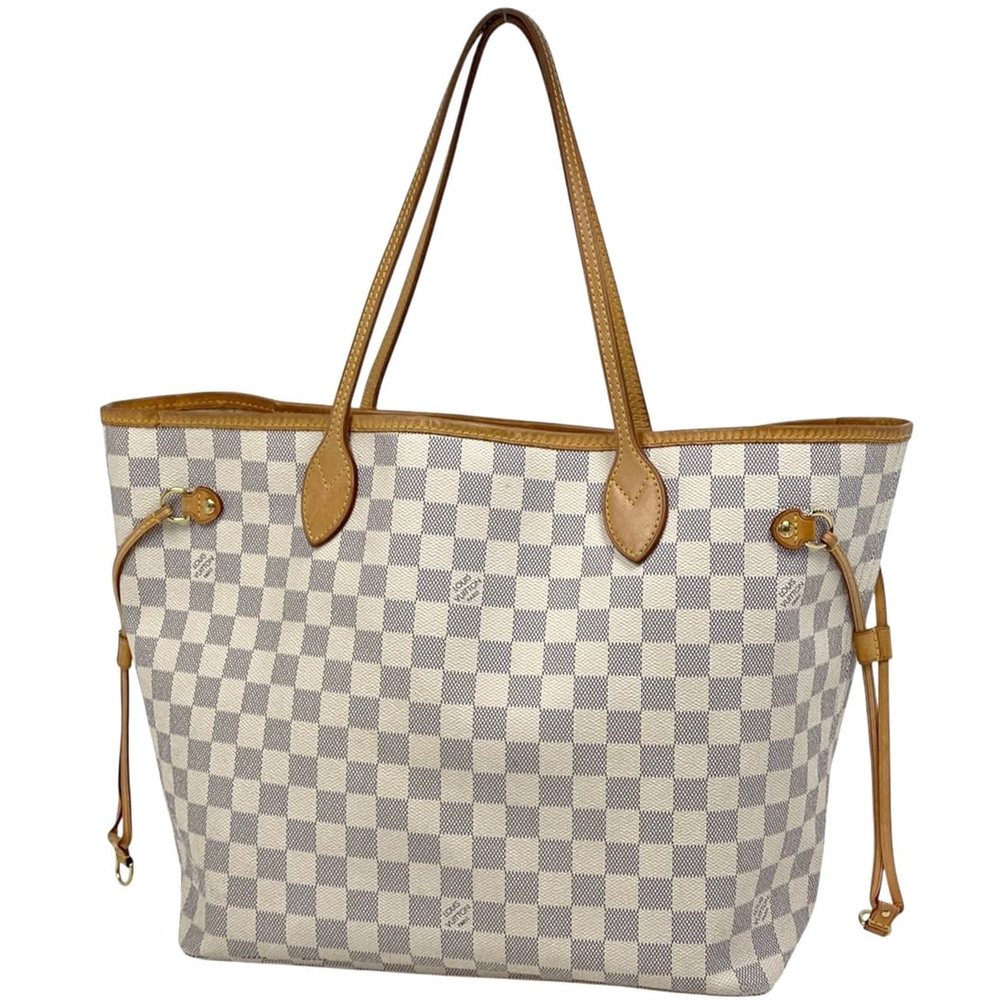 LOUIS VUITTON NEVERFULL MM TOTE BAG SHOULDER BAG: Louis Vuitton Neverfull MM Tote Bag Shoulder Bag Brand: Louis Vuitton Type/Style: Tote Bag Material: Damier Azur Color: White Size: Width 32cm(12.6inch) Height 29cm(11.4inch) Depth 17cm(6.7inch) A