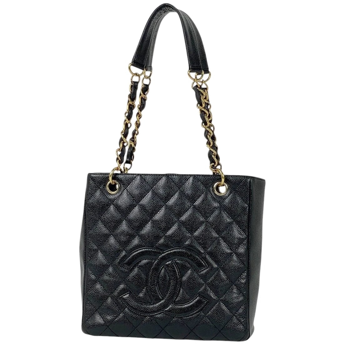 CHANEL TOTE BAG MATRASSE CAVIAR SKIN BLACK: Chanel Tote Bag Matrasse Caviar skin Black Brand: CHANEL Type/Style: Tote Bag Material: Caviar skin Color: Black Size: Width 25cm(9.8inch) Height 23.5cm(9.3inch) Depth 9cm(3.5inch) Accessories: No