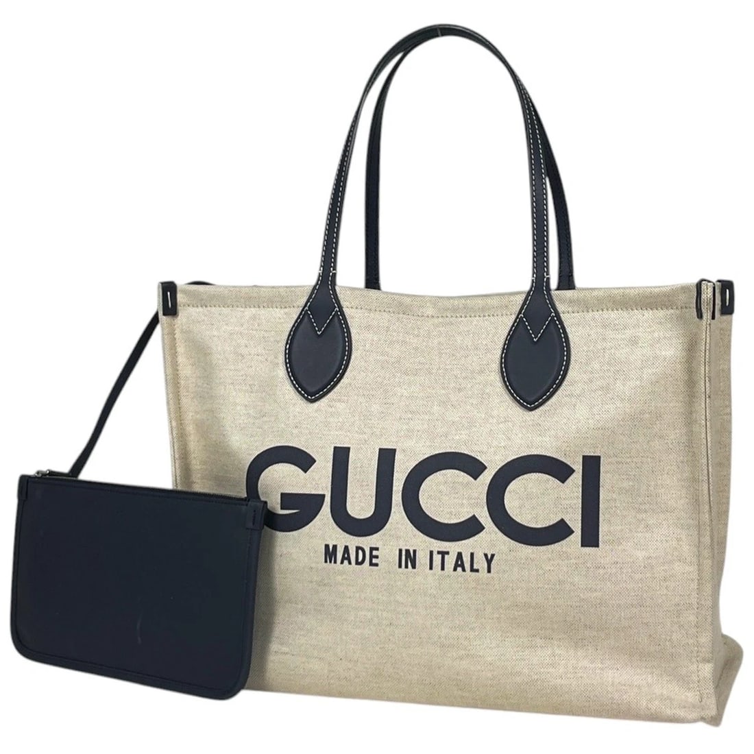 GUCCI TOTE BAG GG PATTERN CANVAS IVORY-COLOR NAVY BLUE: Gucci Tote Bag GG pattern canvas Ivory-color Navy blue Brand: GUCCI Type/Style: Tote Bag Material: canvas ?leather Color: Ivory-color Navy blue Size: Width 41cm(16.1inch) Height 29cm(11.4inch) Depth 1