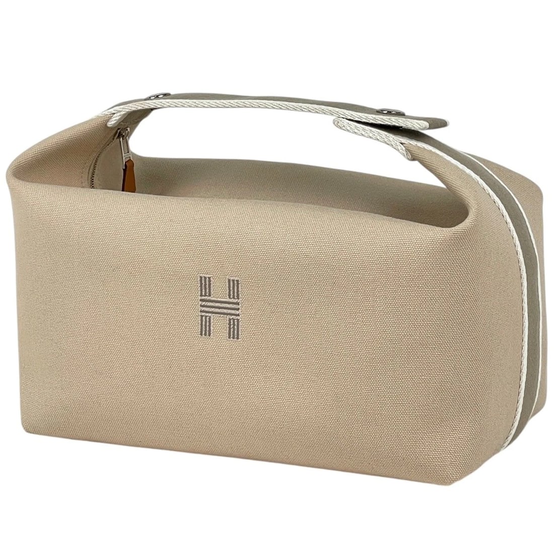 HERMES BRID A BLACK GM POUCH H LOGO HAND BAG: HERMES Brid A Black GM Pouch H logo Hand Bag Brand: HERMES Type/Style: Hand Bag Material: cotton Color: Beige Size: Width 24cm(9.4inch) Height 14cm(Median:5.5inch) Depth 15cm(5.9inch) Accessories: