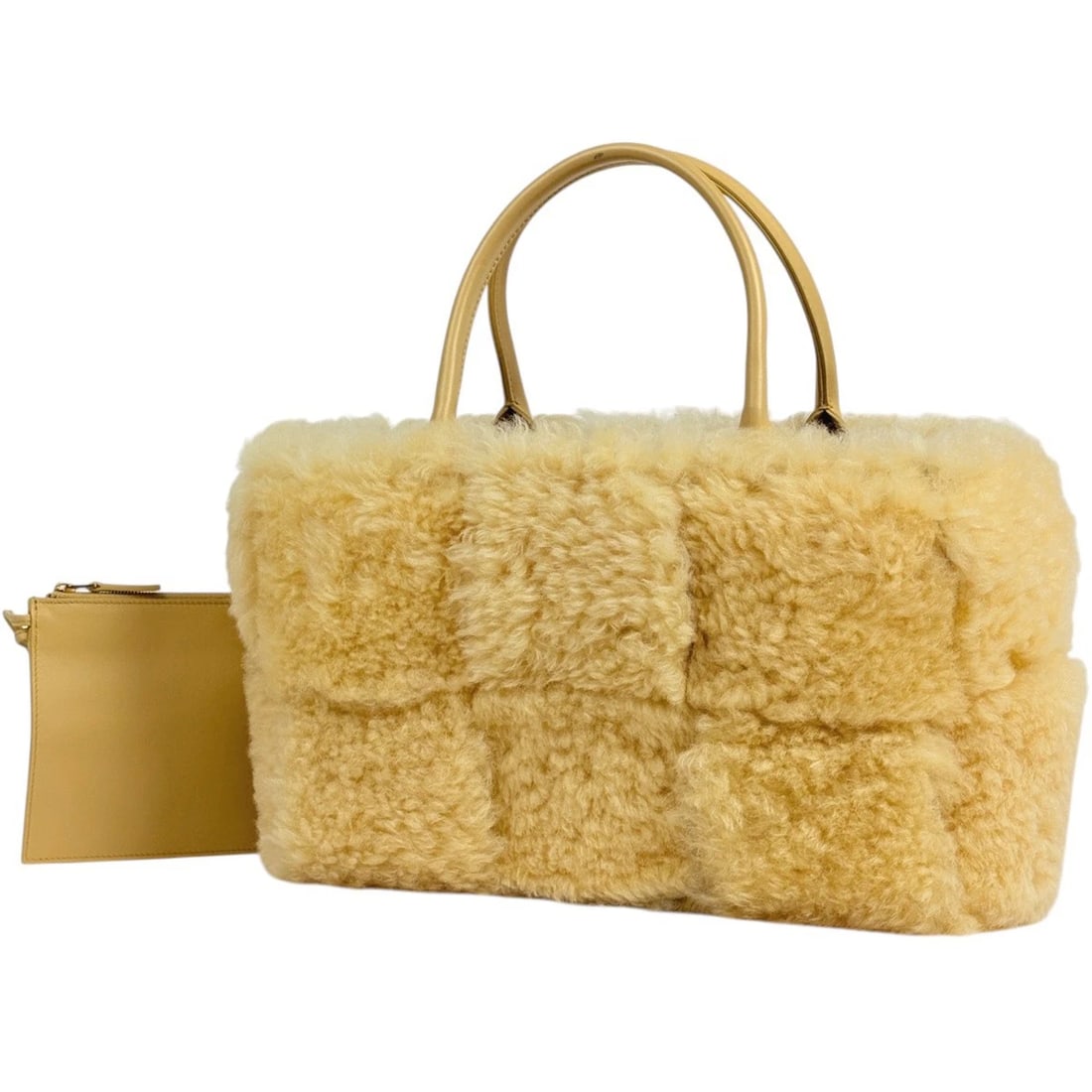BOTTEGAVENETA SMALL ARCO TOTE BAG: BOTTEGAVENETA Small Arco Tote Bag Brand: BOTTEGAVENETA Type/Style: Tote Bag Material: Mouton ?leather Color: Yellow Size: Width 30cm(11.8inch) Height 21cm(8.3inch) Depth 13cm(5.1inch) Accessories: