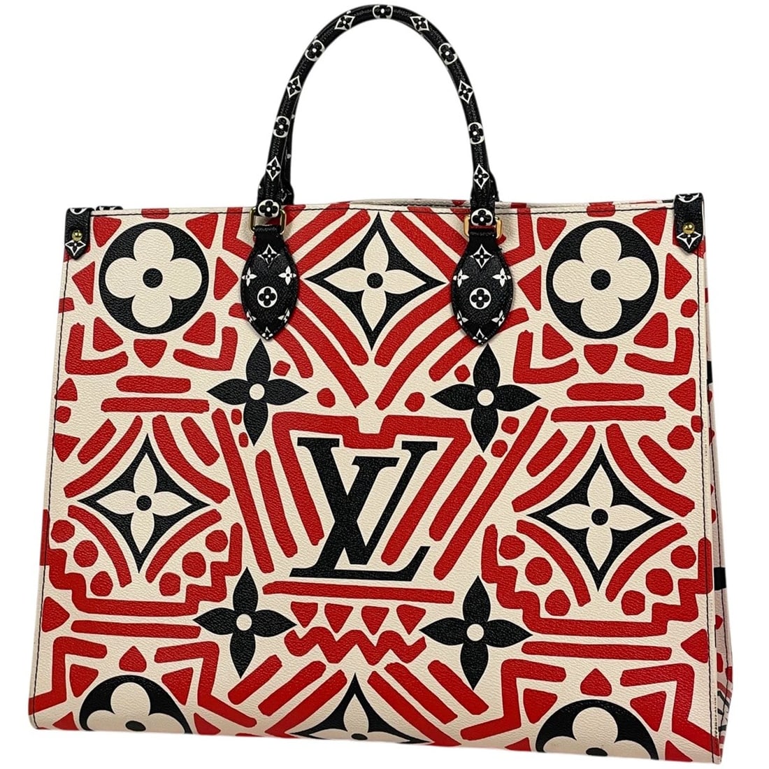 LOUIS VUITTON ON-THE-GO GM 2WAY MONOGRAM GIANT LV CRAFTY TOTE BAG: Louis Vuitton On-the-go GM 2WAY Monogram Giant LV Crafty Tote Bag Brand: Louis Vuitton Type/Style: Tote Bag Material: Monogram Color: Cream Red Multicolor Size: Width 41.5cm(16.3inch) Height