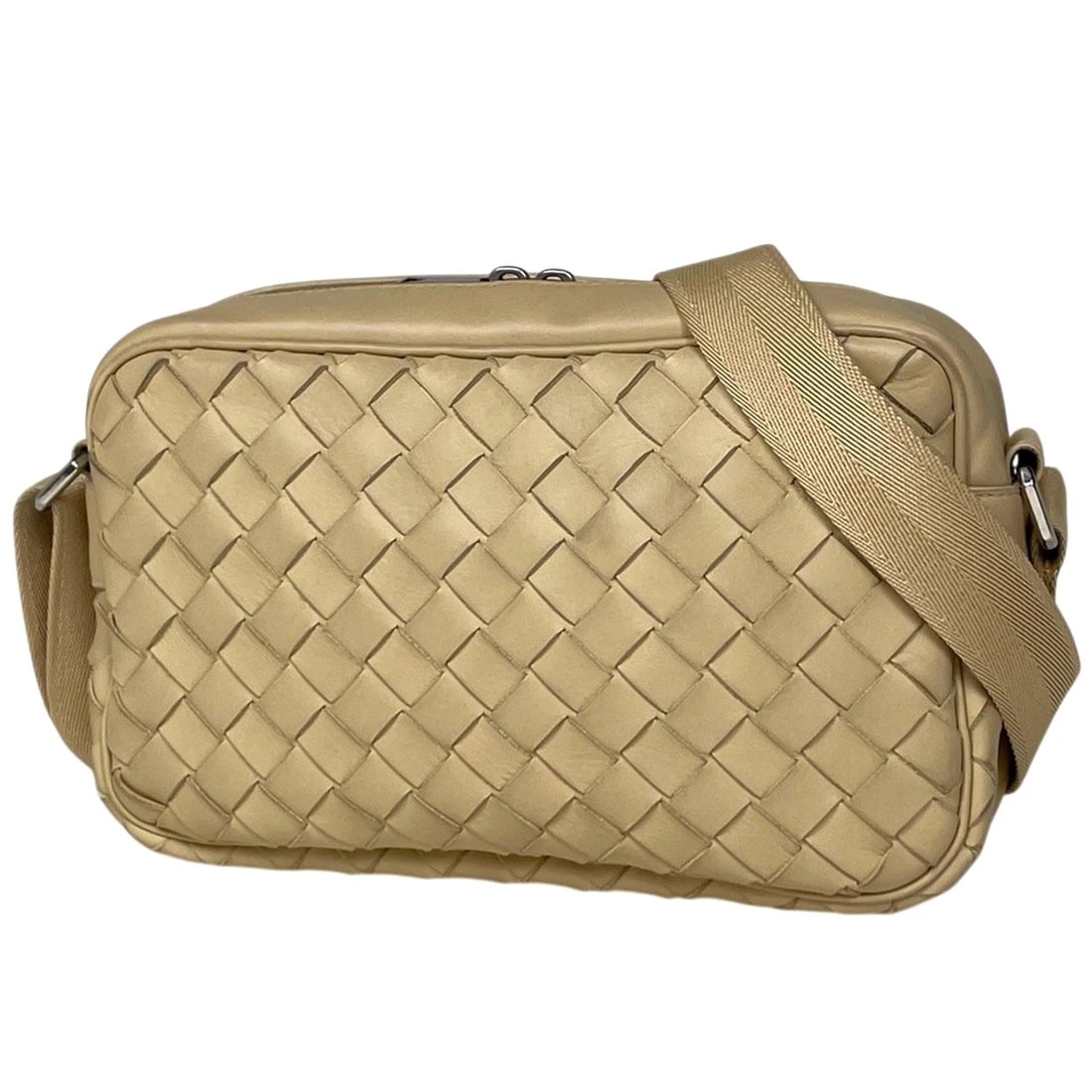 BOTTEGAVENETA INTRECCIATO SHOULDER BAG: BOTTEGAVENETA Intrecciato Shoulder Bag Brand: BOTTEGAVENETA Type/Style: Shoulder Bag Material: leather Color: Beige Size: Width 23cm(9.1inch) Height 14cm(5.5inch) Depth 5.5cm(2.2inch) Accessories: