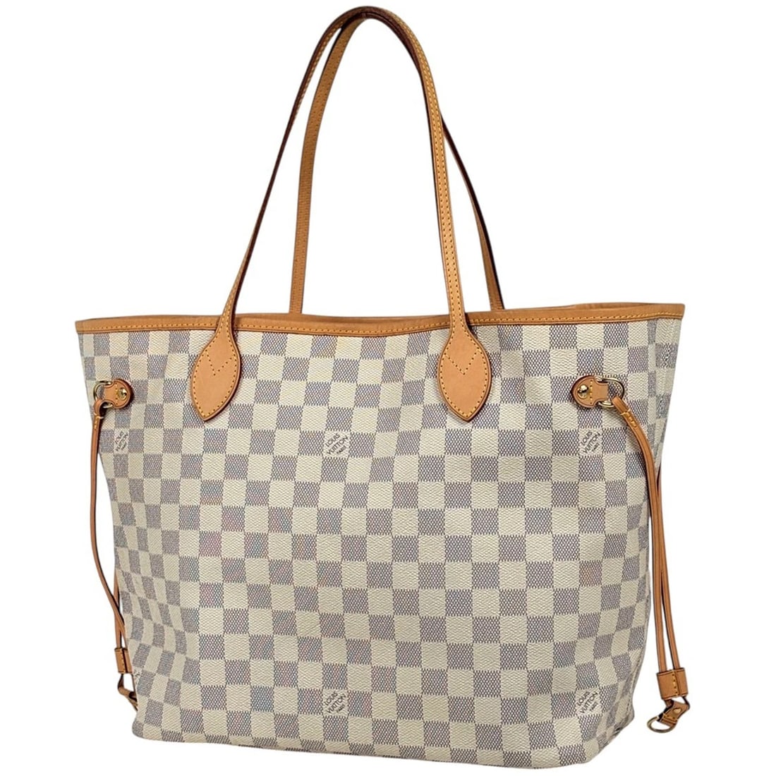 LOUIS VUITTON NEVERFULL MM TOTE BAG: Louis Vuitton Neverfull MM Tote Bag Brand: Louis Vuitton Type/Style: Tote Bag Material: Damier Azur Color: White Size: Width 32cm(12.6inch) Height 29cm(11.4inch) Depth 17cm(6.7inch) Accessories: N