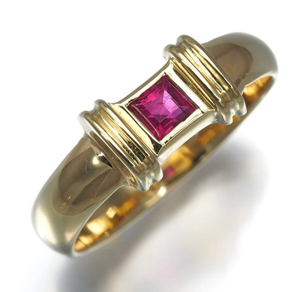 TIFFANY&CO. RUBY STACKING RING 18K 750 YELLOW GOLD - 2