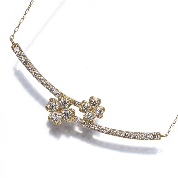 DIAMOND FLOWER NECKLACE 18K 750 YELLOW GOLD