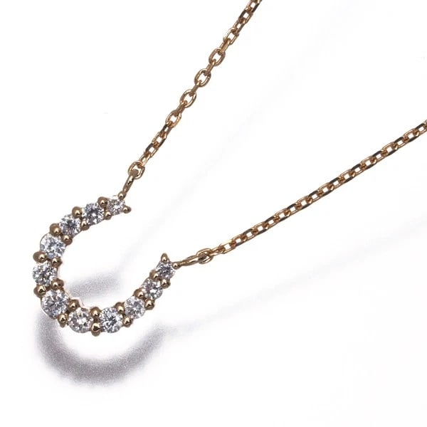 CELINE DIAMOND HORSESHOE NECKLACE 18K 750 YELLOW GOLD: CELINE Diamond Horseshoe Necklace 18K 750 Yellow Gold Brand: CELINE Type/Style: Necklace Material: 18K 750 Yellow Gold, Main Stone Natural Color: Yellow Gold Size: Necklace length: 40cm Pendant size: 