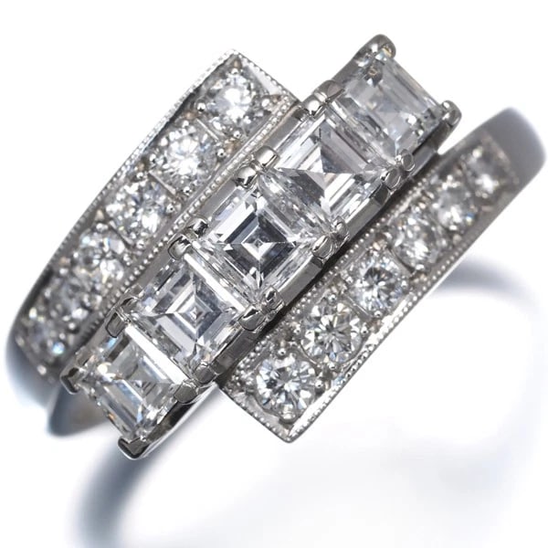 DIAMOND SQUARE RING 900 PLATINUM - 2
