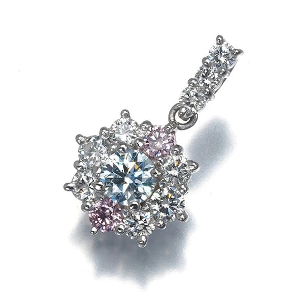 BLUE&PINK &CLEAR DIAMOND FLOWER PENDANT 900 PLATINUM: Blue&Pink &Clear Diamond Flower Pendant 900 Platinum Brand: Unbranded Type/Style: Pendant Material: 900 Platinum, Main Stone Natural Color: Platinum Size: Design size: 17.5 x 10.5mmBail inner