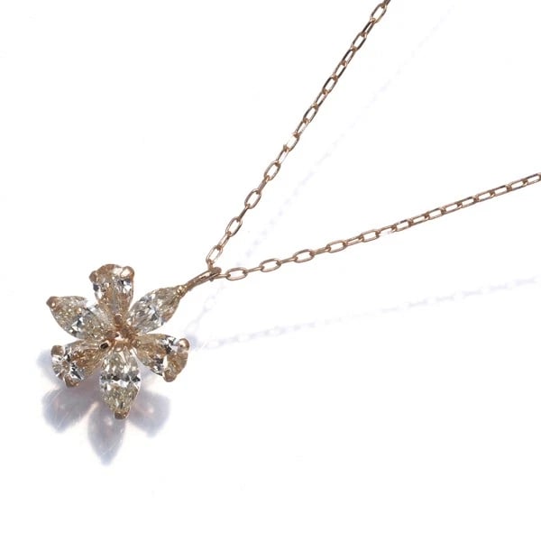 YELLOW DIAMOND FLOWER NECKLACE 18K 750 ROSE GOLD: Yellow Diamond Flower Necklace 18K 750 Rose Gold Brand: Unbranded Type/Style: Necklace Material: 18K 750 Rose Gold, Main Stone Natural Color: Rose Gold Size: Necklace length: 44cm.AdjUS table to short