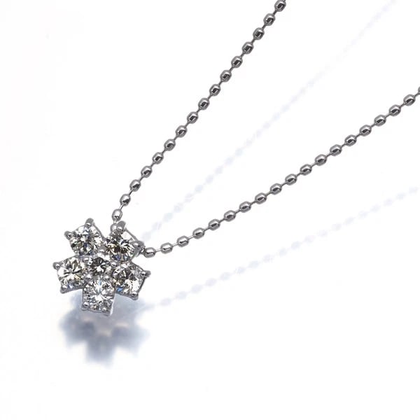DIAMOND FLOWER NECKLACE 18K 750 WHITE GOLD