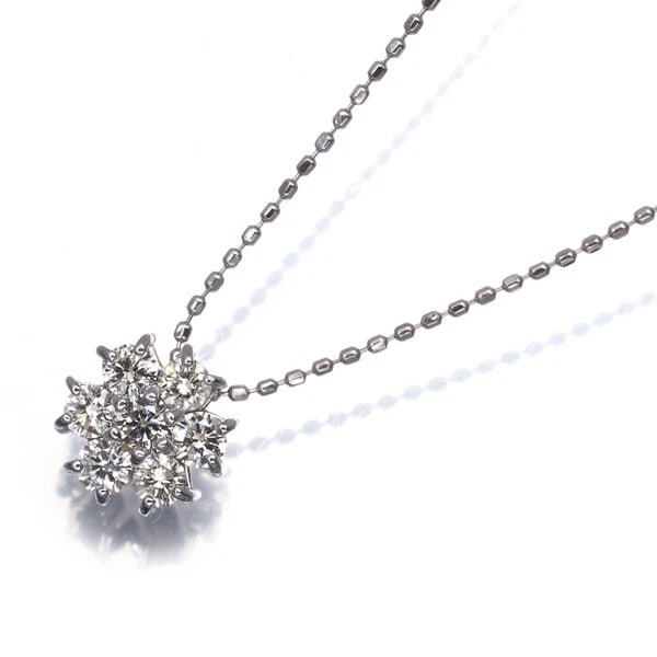 DIAMOND FLOWER NECKLACE 18K 750 WHITE GOLD