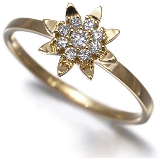 AHKAH DIAMOND PETIT SOLEIL FLOWER SUNFLOWER RING 18K YG: AHKAH Diamond Petit Soleil Flower Sunflower Ring 18K YG Brand: AHKAH Type/Style: Ring Material: 18K YG, Main Stone Natural Color: Yellow Gold Size: US 5 Accessories: None Accessories Notic