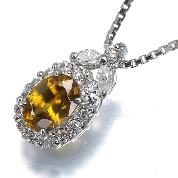 SPHENE DIAMOND CLASSIC NECKLACE 14K 585 WHITE GOLD: Sphene Diamond Classic Necklace 14K 585 White Gold Brand: Unbranded Type/Style: Necklace Material: 14K 585 White Gold, Main Stone Natural Color: White Gold Size: Necklace length: 44cm AdjUS table to s
