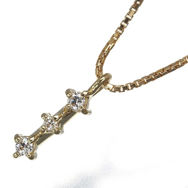 TASAKI DIAMOND 3P NECKLACE 18K 750 YELLOW GOLD