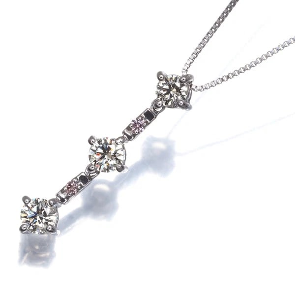 CLEAR&PINK DIAMOND NECKLACE 18K 750 WHITE GOLD: Clear&Pink Diamond Necklace 18K 750 White Gold Brand: Unbranded Type/Style: Necklace Material: 18K 750 White Gold, Main Stone Natural Color: White Gold Size: Necklace length: 45cm AdjUS table to short