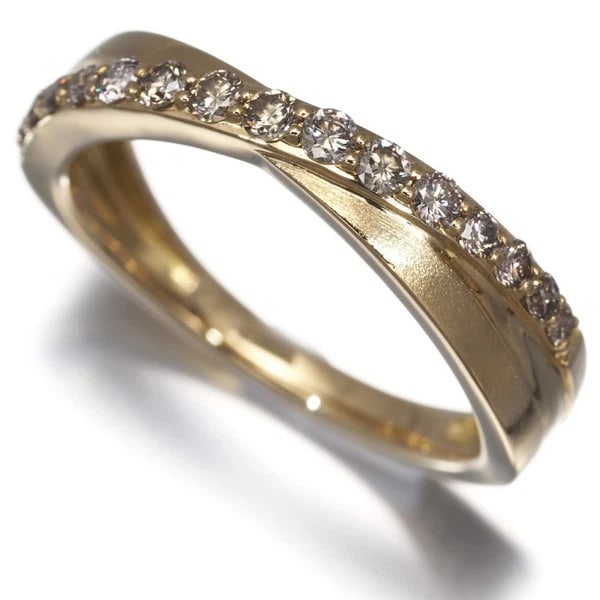 BROWN DIAMOND TEXTURED CROSSLINE RING 18K 750 YELLOW GOLD: Brown Diamond Textured CrossLine Ring 18K 750 Yellow Gold Brand: None Type/Style: Ring Material: 18K 750 Yellow Gold, Main Stone Natural Color: Yellow Gold Size: US 6 Accessories: None Acc