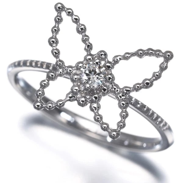 DIAMOND BUTTERFLY SOLITAIRE RING 18K 750 WHITE GOLD: Diamond Butterfly Solitaire Ring 18K 750 White Gold Brand: Unbranded Type/Style: Ring Material: 18K 750 White Gold, Main Stone Natural Color: White Gold Size: US 6-6.25 Accessories: None A