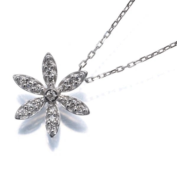 VENDOME DIAMOND FLOWER NECKLACE 18K 750 WHITE GOLD