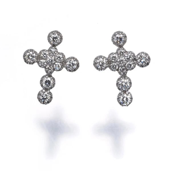 STAR JEWELRY DIAMOND CROSS EARRINGS 18K 750 WHITE GOLD: STAR JEWELRY Diamond Cross Earrings 18K 750 White Gold Brand: STAR JEWELRY Type/Style: Earring Material: 18K 750 White Gold, Main Stone Natural Color: White Gold Size: Design size: 14.0 x 11.6mm A