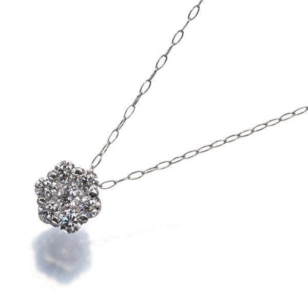 DIAMOND FLOWER PAVED NECKLACE 850 900 PLATINUM: Diamond Flower Paved Necklace 850 900 Platinum Brand: Unbranded Type/Style: Necklace Material: 850 900 Platinum, Main Stone Natural Color: Platinum Size: Necklace length: 38 / 42cm Pendant size: 7.0 x