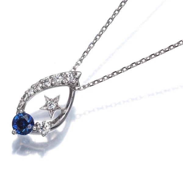 STAR JEWELRY SAPPHIRE DIAMOND STAR NECKLACE 18K 750 WHITE GOLD: STAR JEWELRY Sapphire Diamond Star Necklace 18K 750 White Gold Brand: STAR JEWELRY Type/Style: Necklace Material: 18K 750 White Gold, Main Stone Natural Color: White Gold Size: Necklace length: 37 / 4