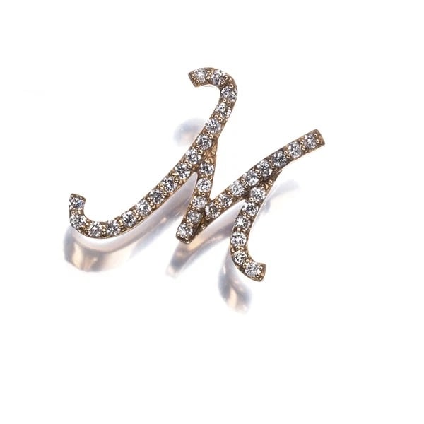 DIAMOND ALPHABET INITIAL M PENDANT 18K 750 ROSE GOLD: Diamond Alphabet Initial M Pendant 18K 750 Rose Gold Brand: Unbranded Type/Style: Pendant Material: 18K 750 Rose Gold, Main Stone Natural Color: Rose Gold Size: Design size: 15.0 x 14.5mm Bail inner d