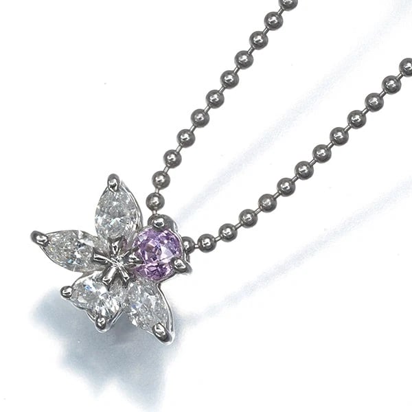 PINK SAPPHIRE DIAMOND FLOWER NECKLACE 900 850 PLATINUM: Pink Sapphire Diamond Flower Necklace 900 850 Platinum Brand: Unbranded Type/Style: Necklace Material: 900 850 Platinum, Main Stone Natural Color: Platinum Size: Necklace length: 36 / 40cm Pendant